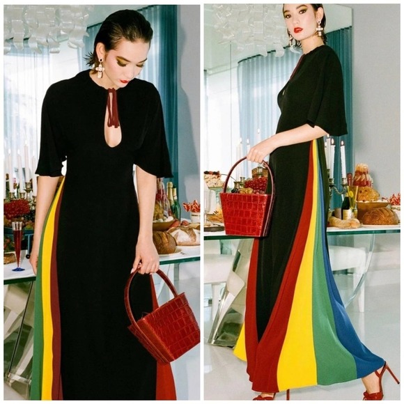 STAUD Dresses & Skirts - {Staud} Victorian Rainbow Godet Panel Maxi Dress, Size 0, NWT